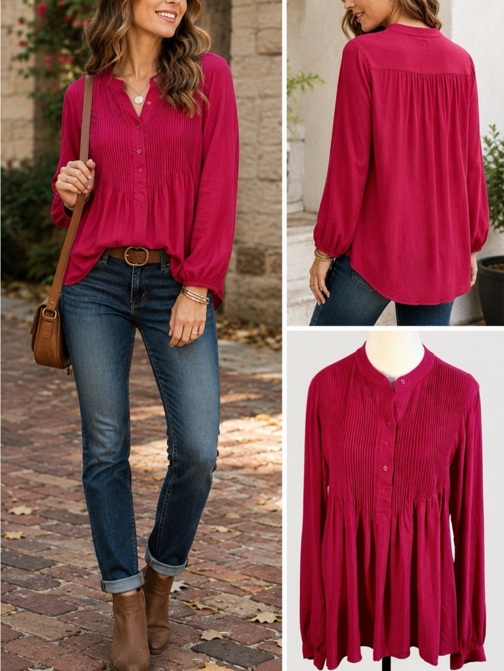 ♨️Sundance Mystic Falls Pintuck Long Sleeve Blouse Tunic Small 💛